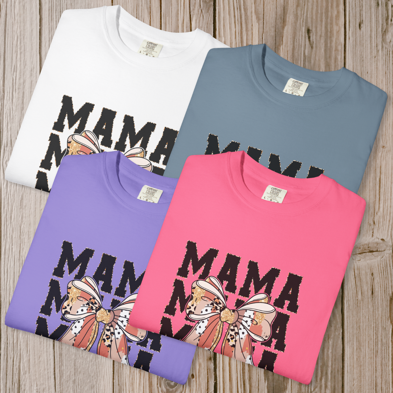 Mama Bow T-Shirt — Floral Ribbon Mom
