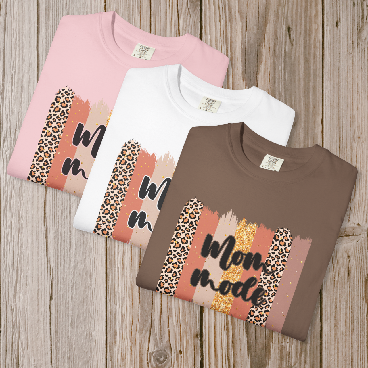 Mom Mode Graphic T‑Shirt — Leopard & Brushstroke Mothers Day Tee