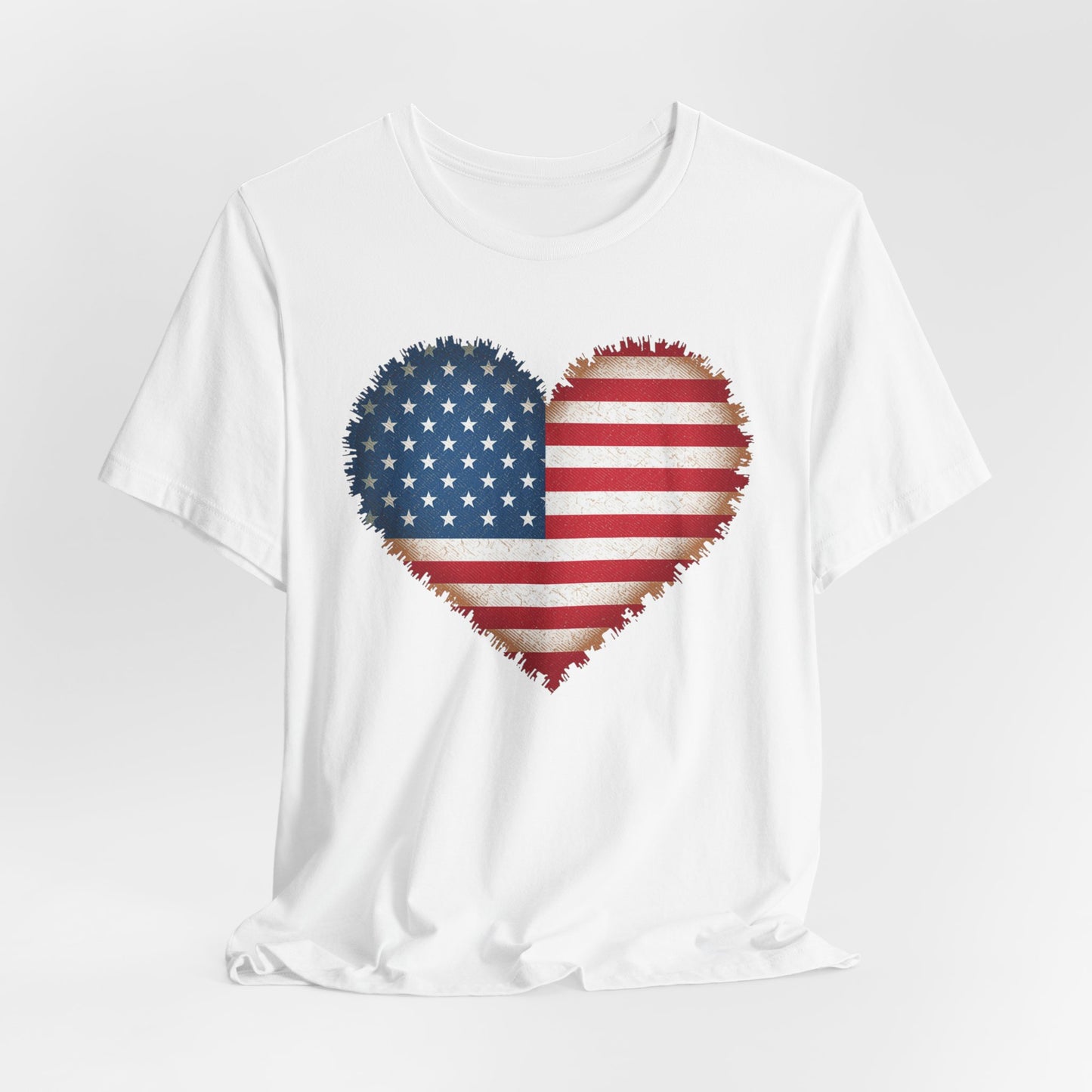 Patriotic USA Flag Heart Tee - American Flag Heart Short Sleeve Shirt