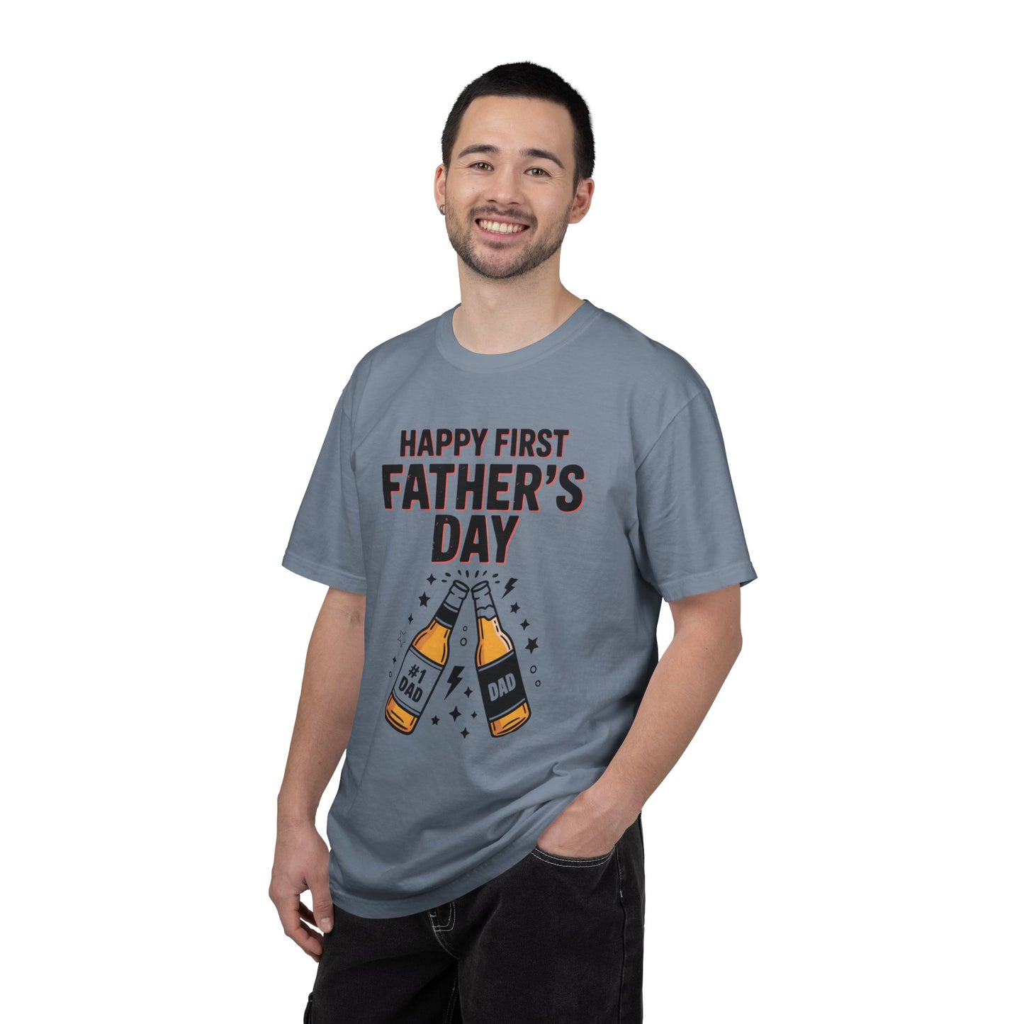 Happy First Father's Day T-Shirt – First-Time Dad Cheers Tee