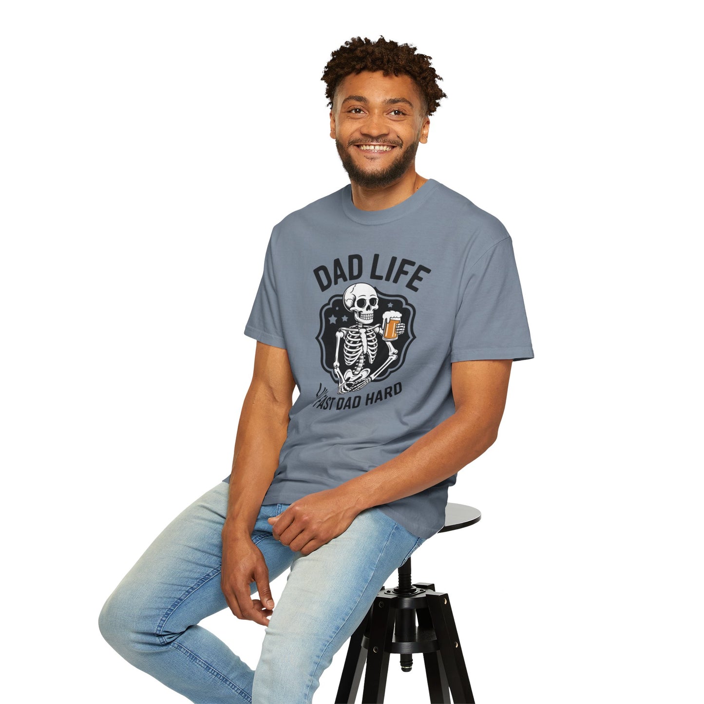 Dad Life T‑Shirt - "Live Fast Dad Hard" Skeleton Beer Graphic Tee