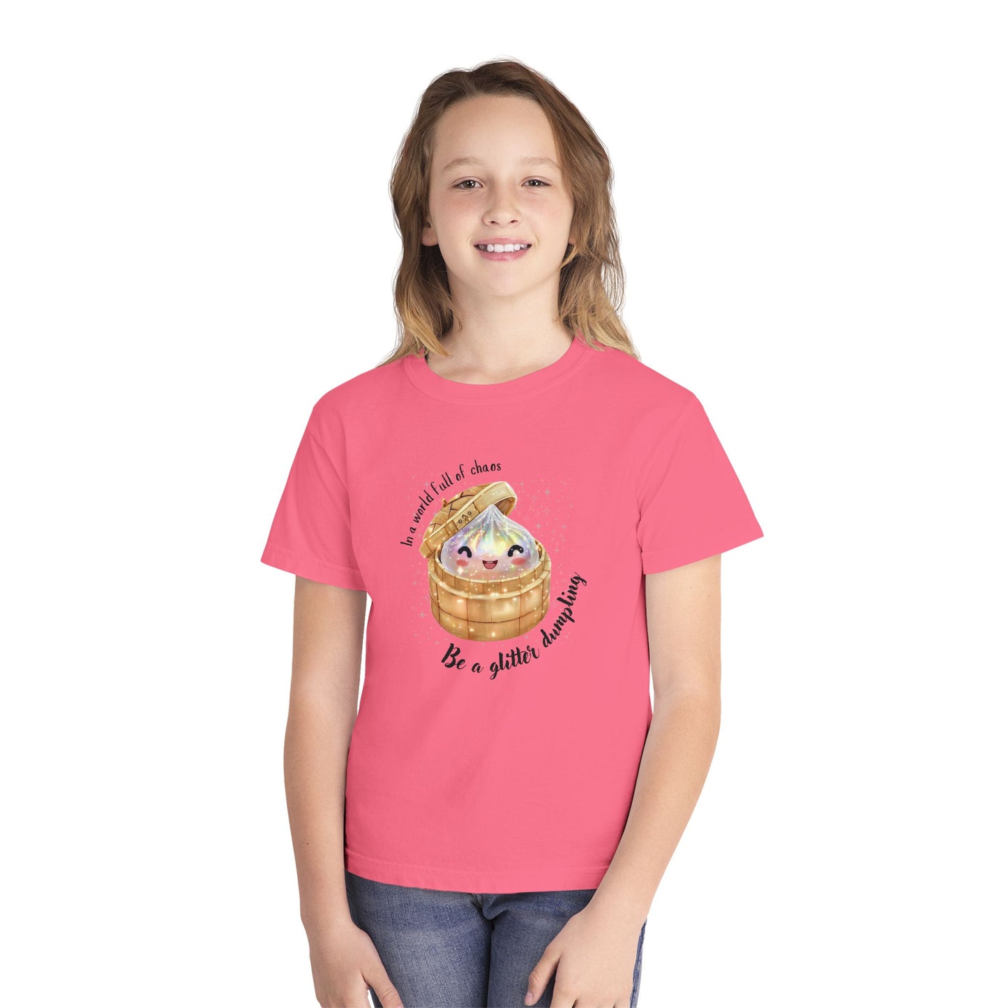 In a World Full of Chaos, Be a Glitter Dumpling Youth Graphic Tee | Viral Squishy Inspired Shirt