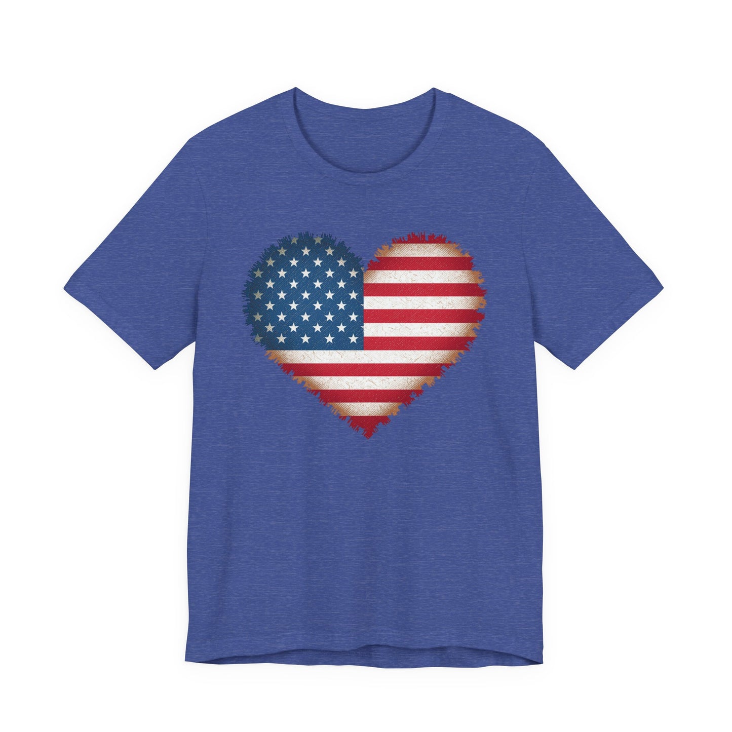 Patriotic USA Flag Heart Tee - American Flag Heart Short Sleeve Shirt