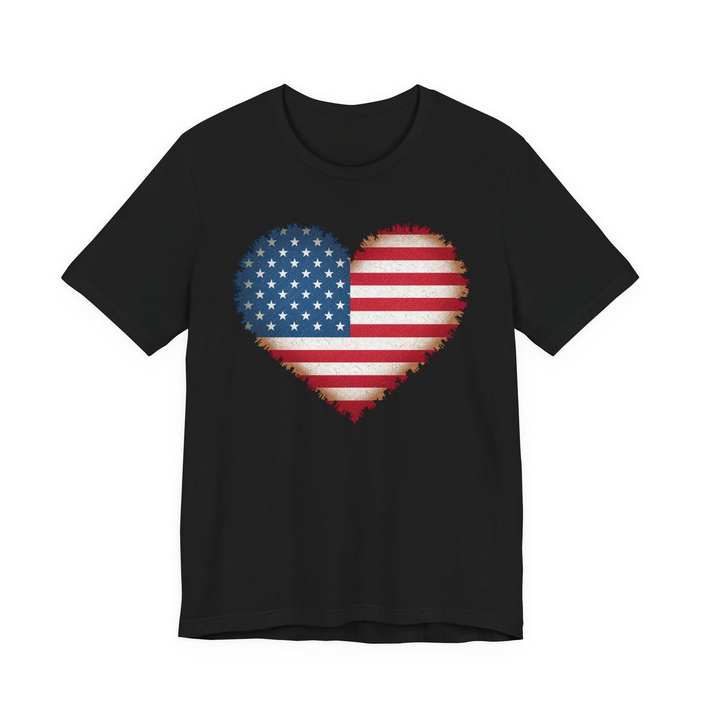 Patriotic USA Flag Heart Tee - American Flag Heart Short Sleeve Shirt