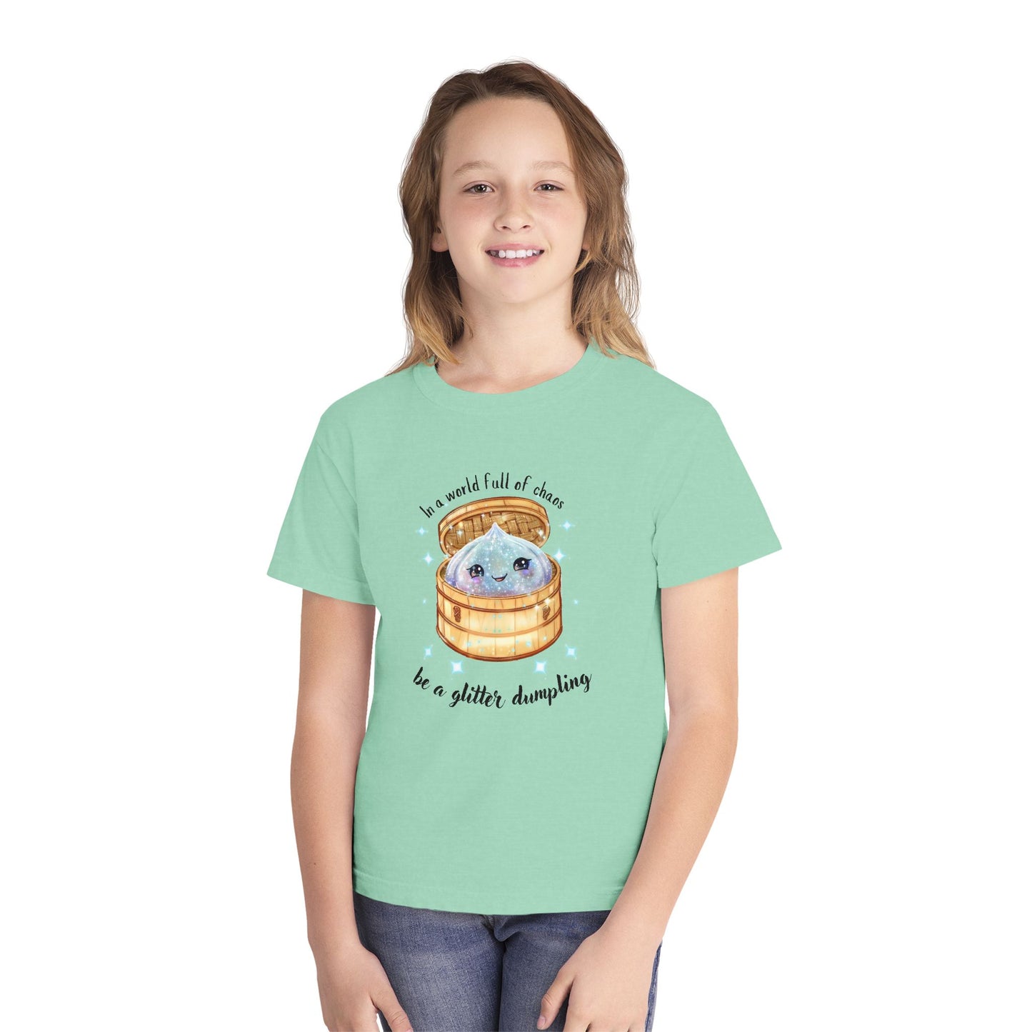 In a World Full of Chaos, Be a Glitter Dumpling Youth Graphic Tee | Viral Squishy Inspired Shirt