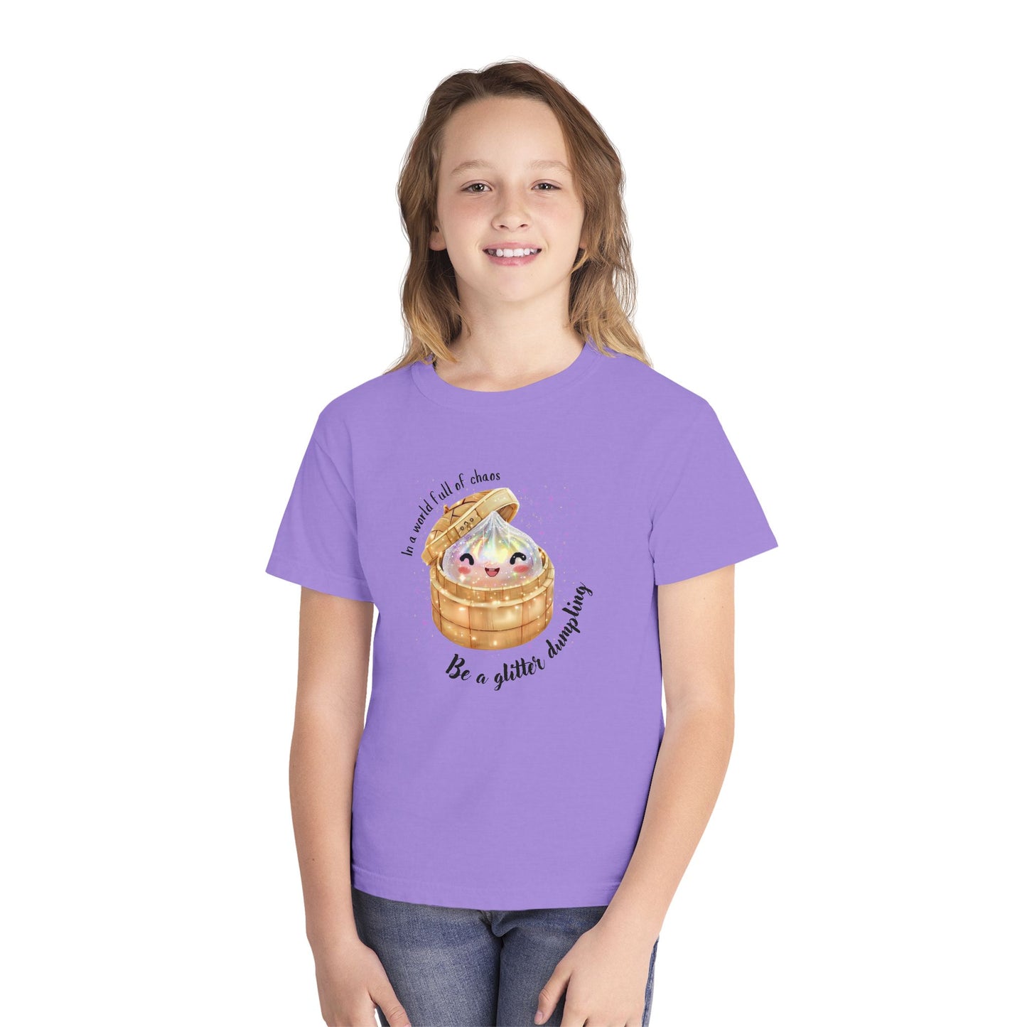 In a World Full of Chaos, Be a Glitter Dumpling Youth Graphic Tee | Viral Squishy Inspired Shirt