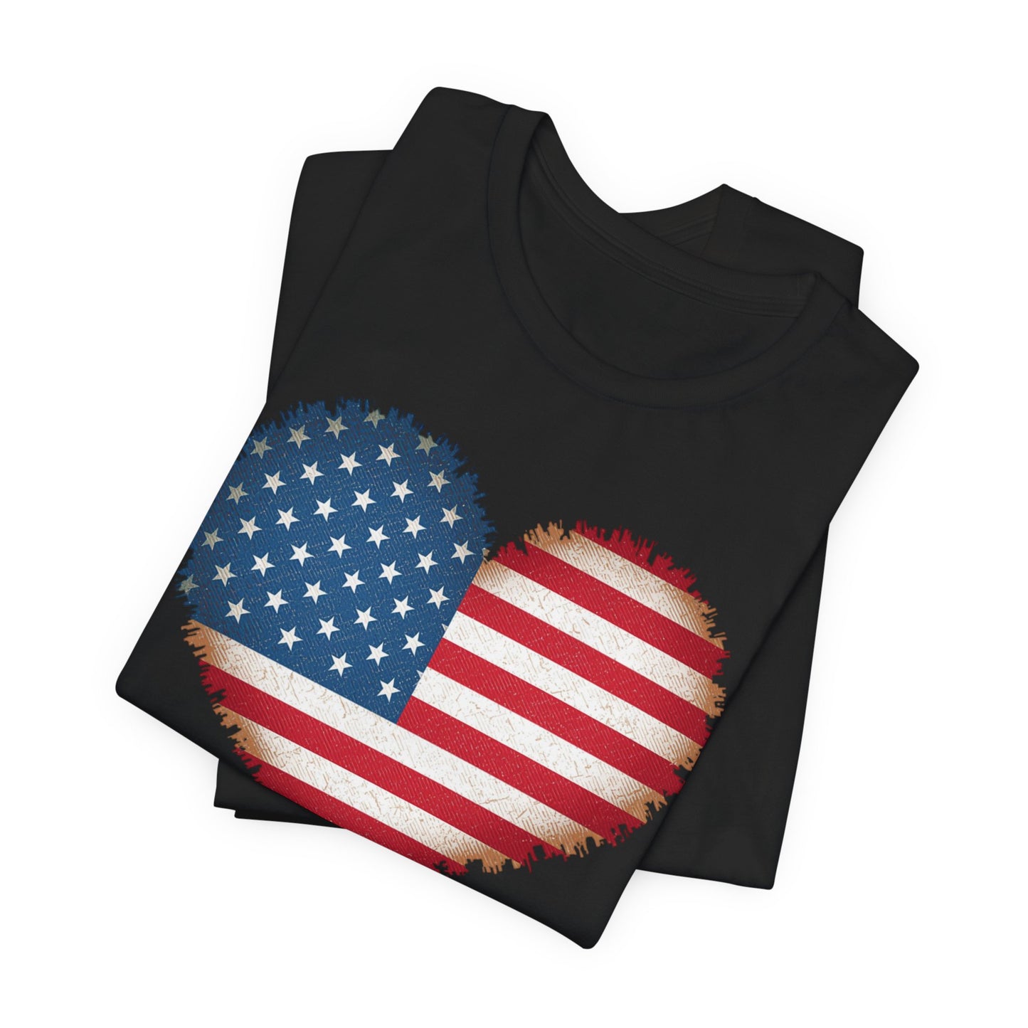 Patriotic USA Flag Heart Tee - American Flag Heart Short Sleeve Shirt