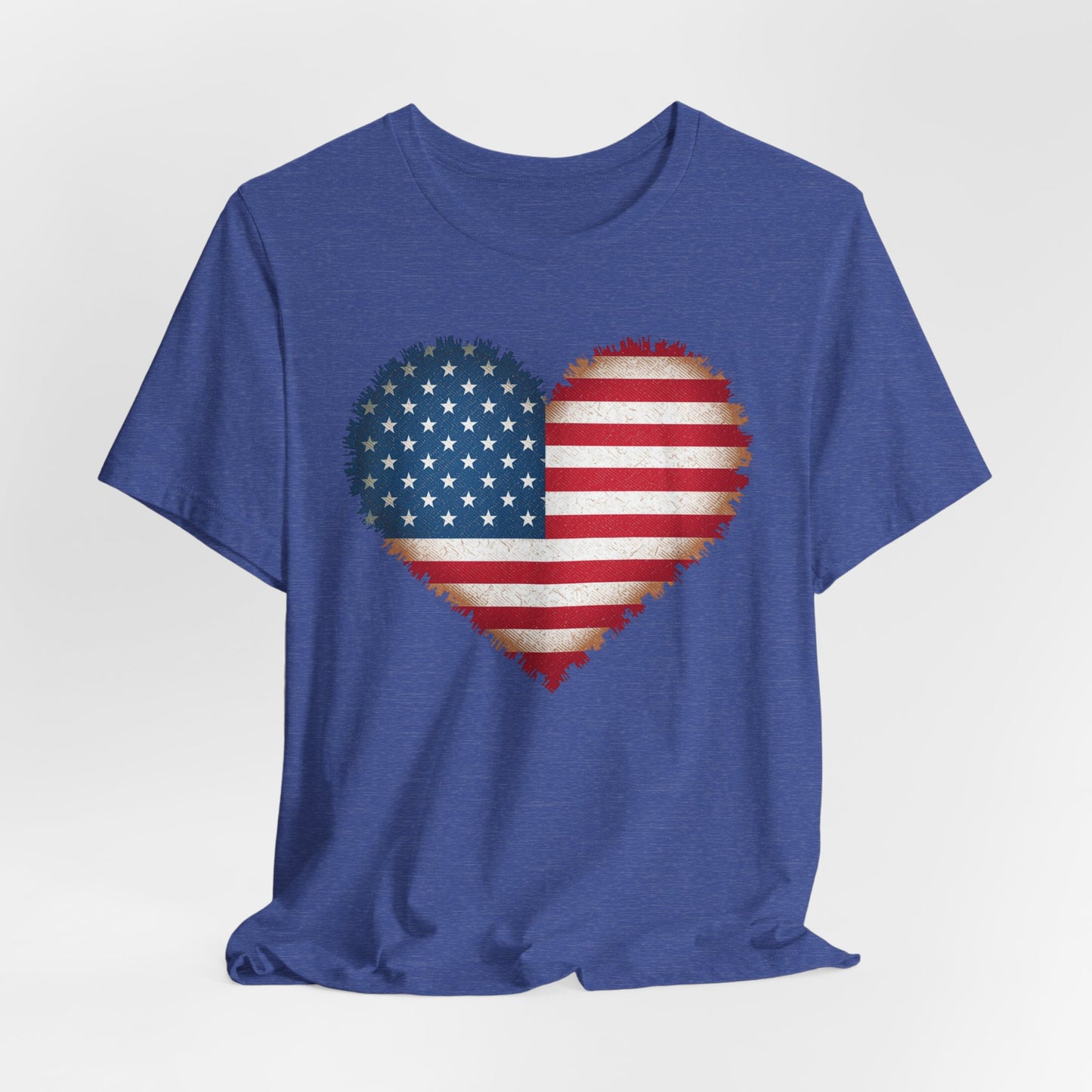 Patriotic USA Flag Heart Tee - American Flag Heart Short Sleeve Shirt