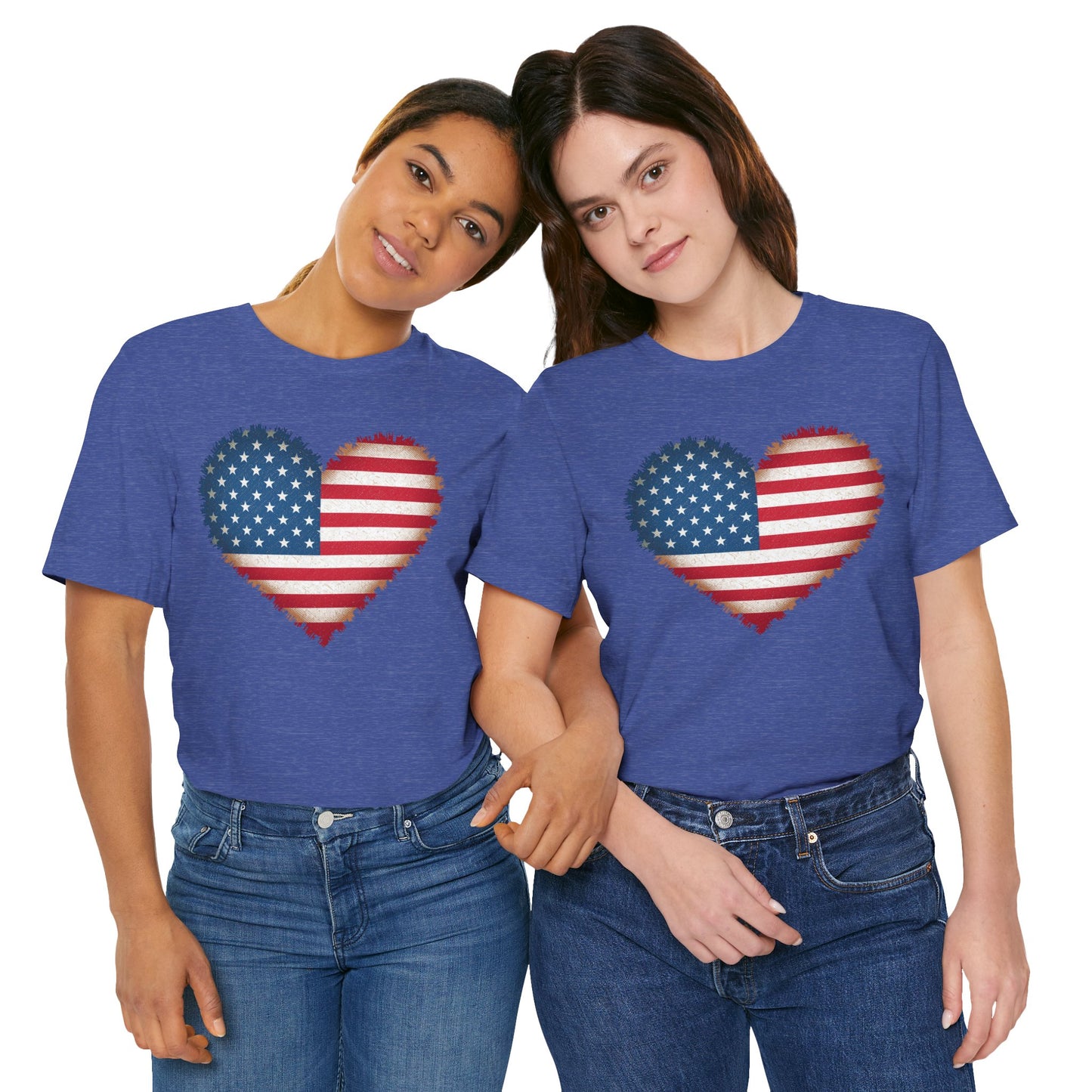 Patriotic USA Flag Heart Tee - American Flag Heart Short Sleeve Shirt