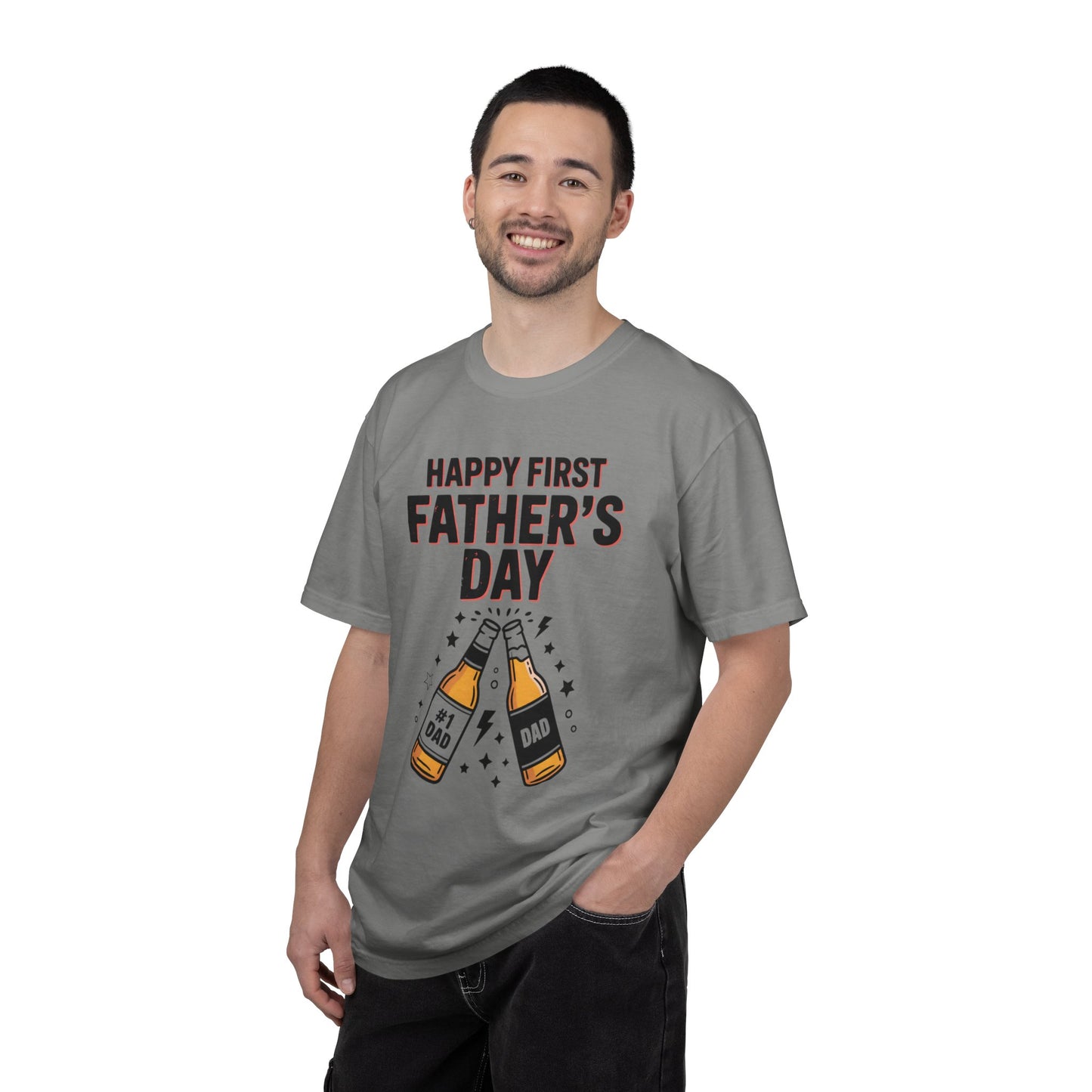 Happy First Father's Day T-Shirt – First-Time Dad Cheers Tee