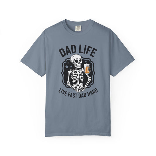 Dad Life T‑Shirt - "Live Fast Dad Hard" Skeleton Beer Graphic Tee