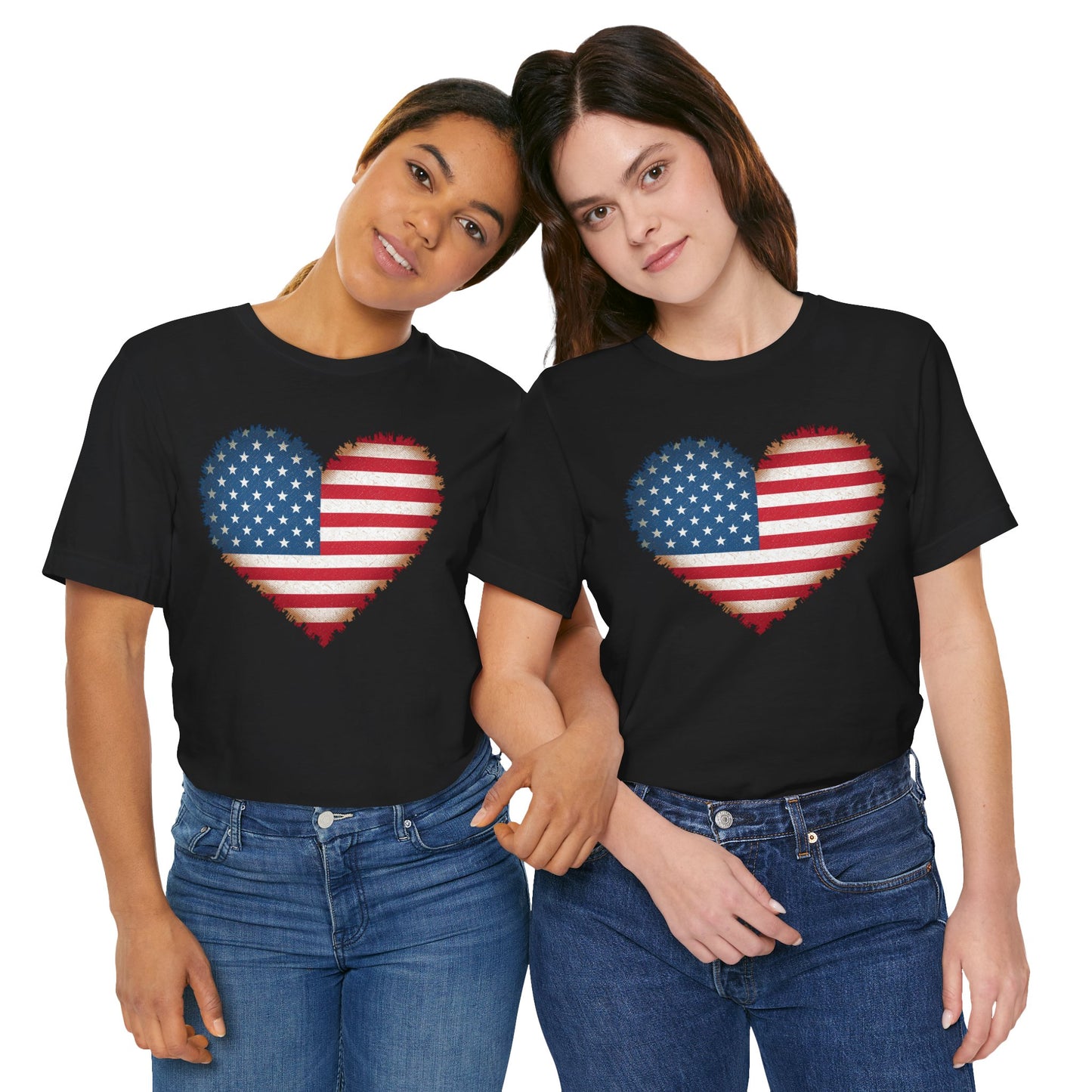 Patriotic USA Flag Heart Tee - American Flag Heart Short Sleeve Shirt