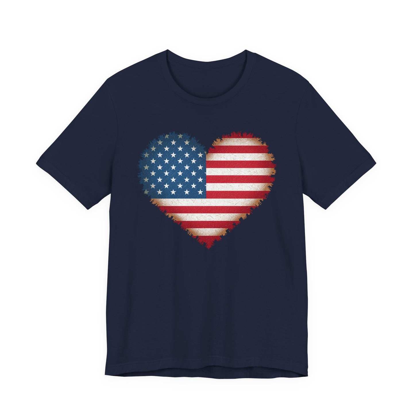 Patriotic USA Flag Heart Tee - American Flag Heart Short Sleeve Shirt