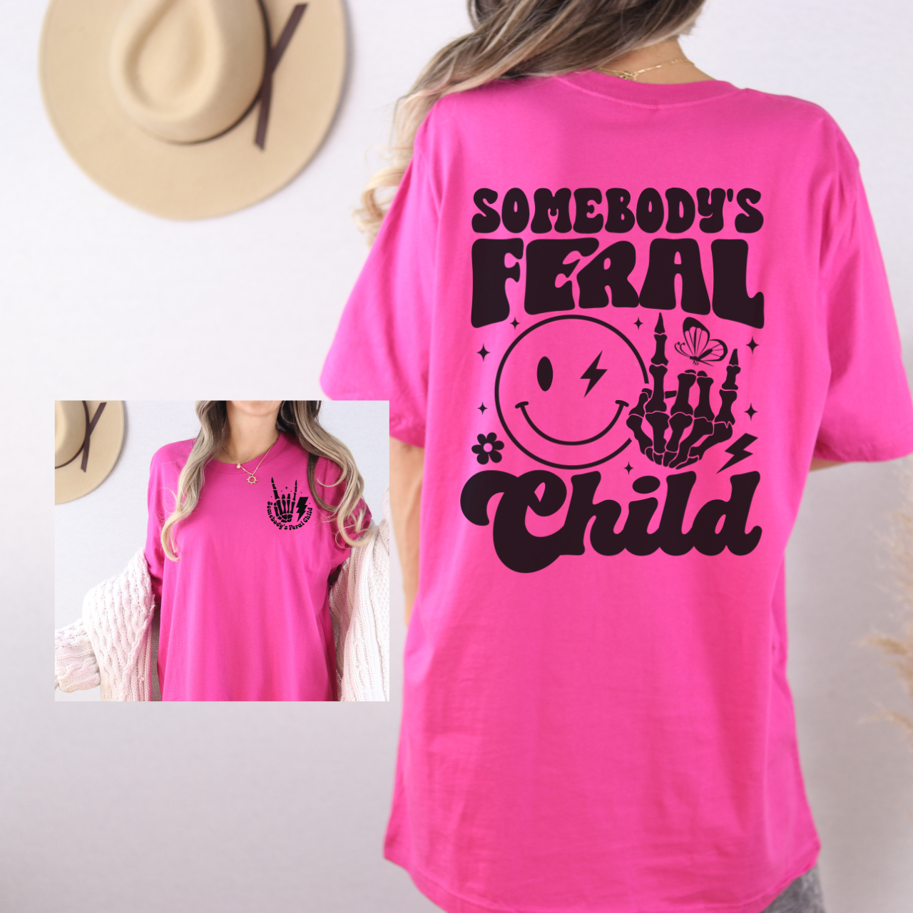 Somebody's Feral Child T-Shirt — Retro Smiley Skull Graphic Tee