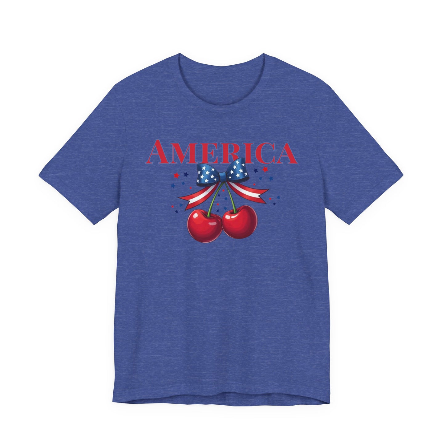 America Cherry Patriotic T-Shirt – Stars & Stripes Bow 4th of July Tee
