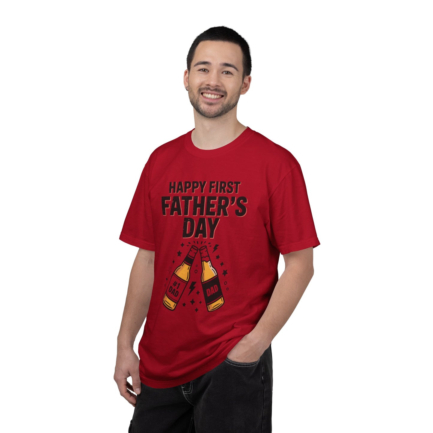 Happy First Father's Day T-Shirt – First-Time Dad Cheers Tee