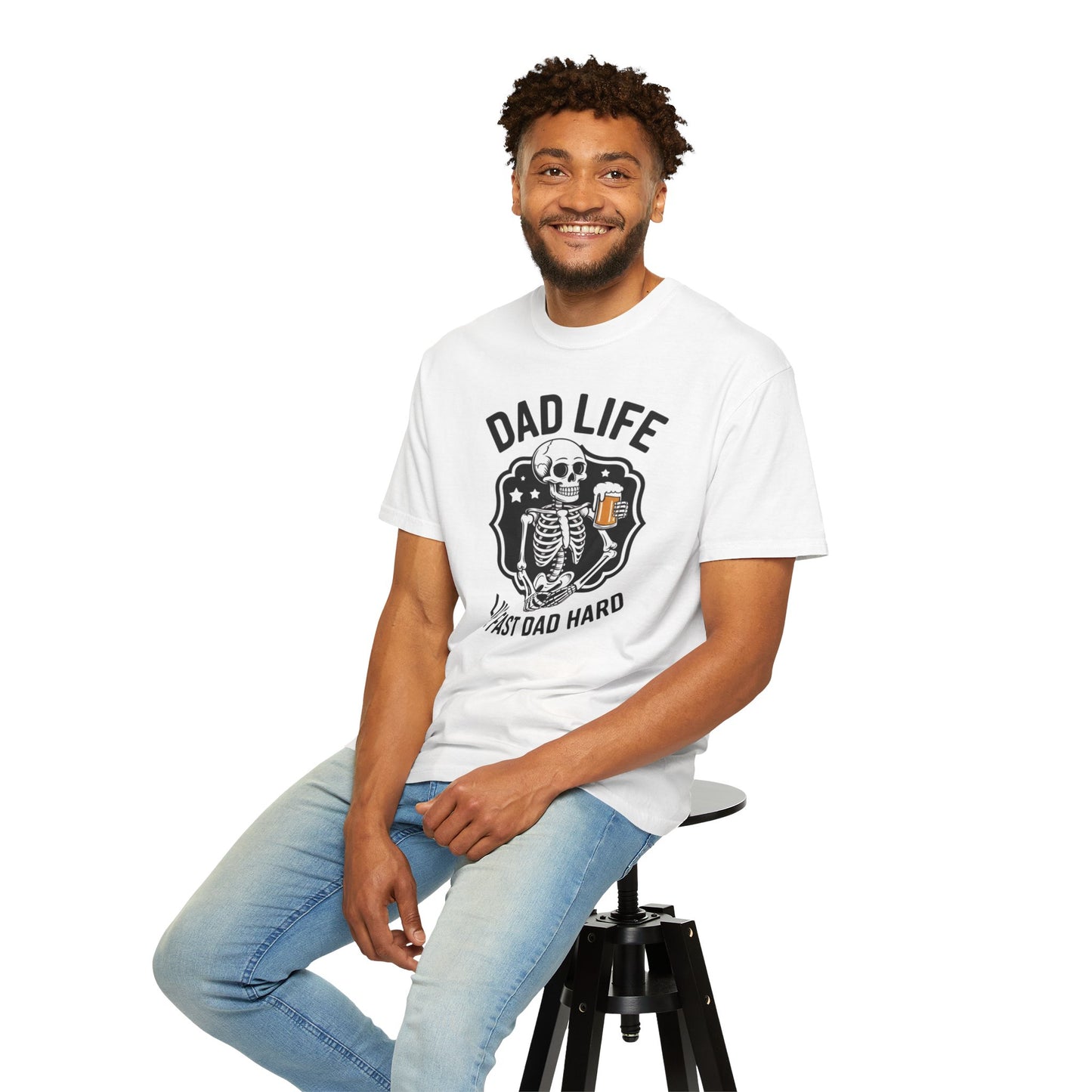 Dad Life T‑Shirt - "Live Fast Dad Hard" Skeleton Beer Graphic Tee
