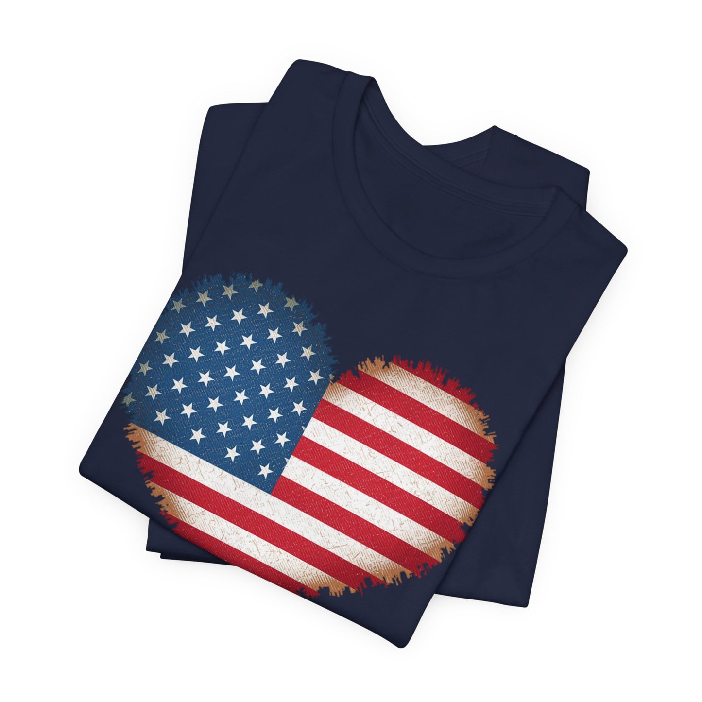 Patriotic USA Flag Heart Tee - American Flag Heart Short Sleeve Shirt