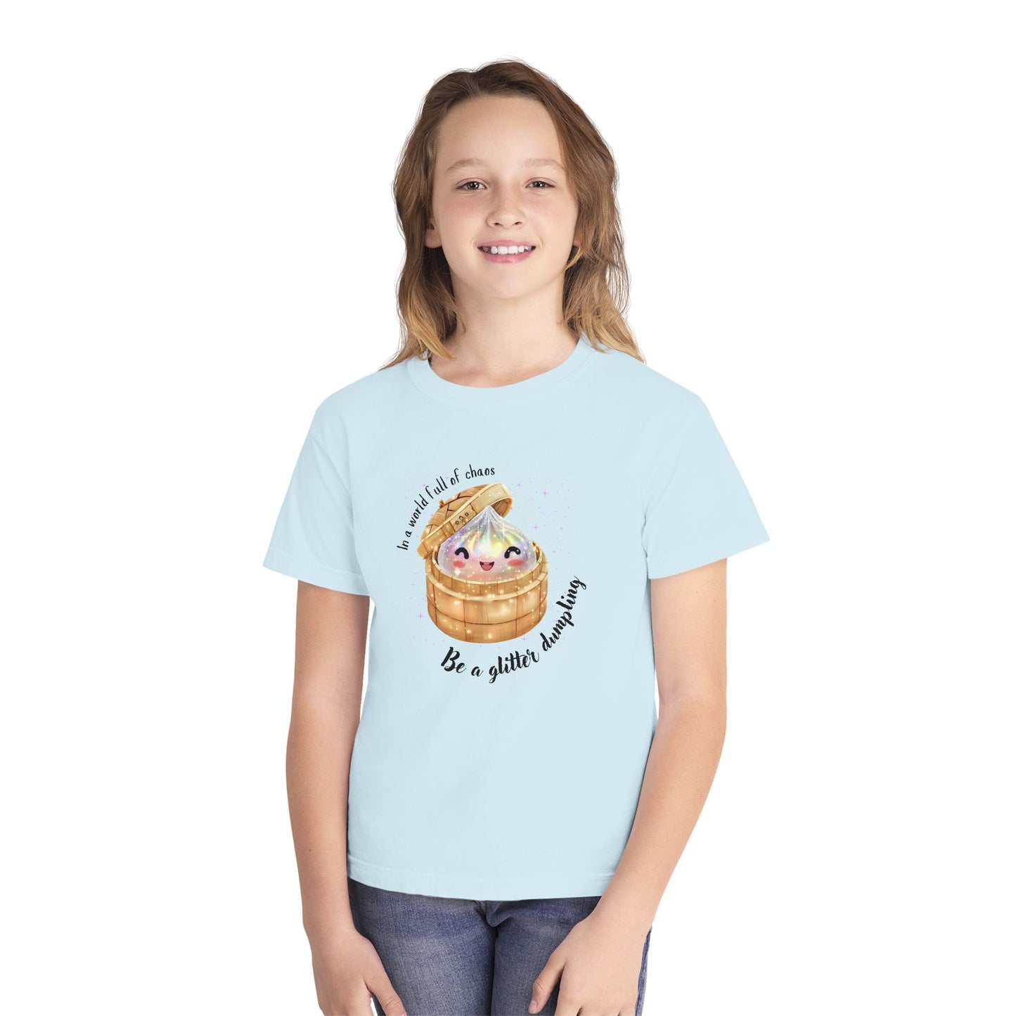 In a World Full of Chaos, Be a Glitter Dumpling Youth Graphic Tee | Viral Squishy Inspired Shirt