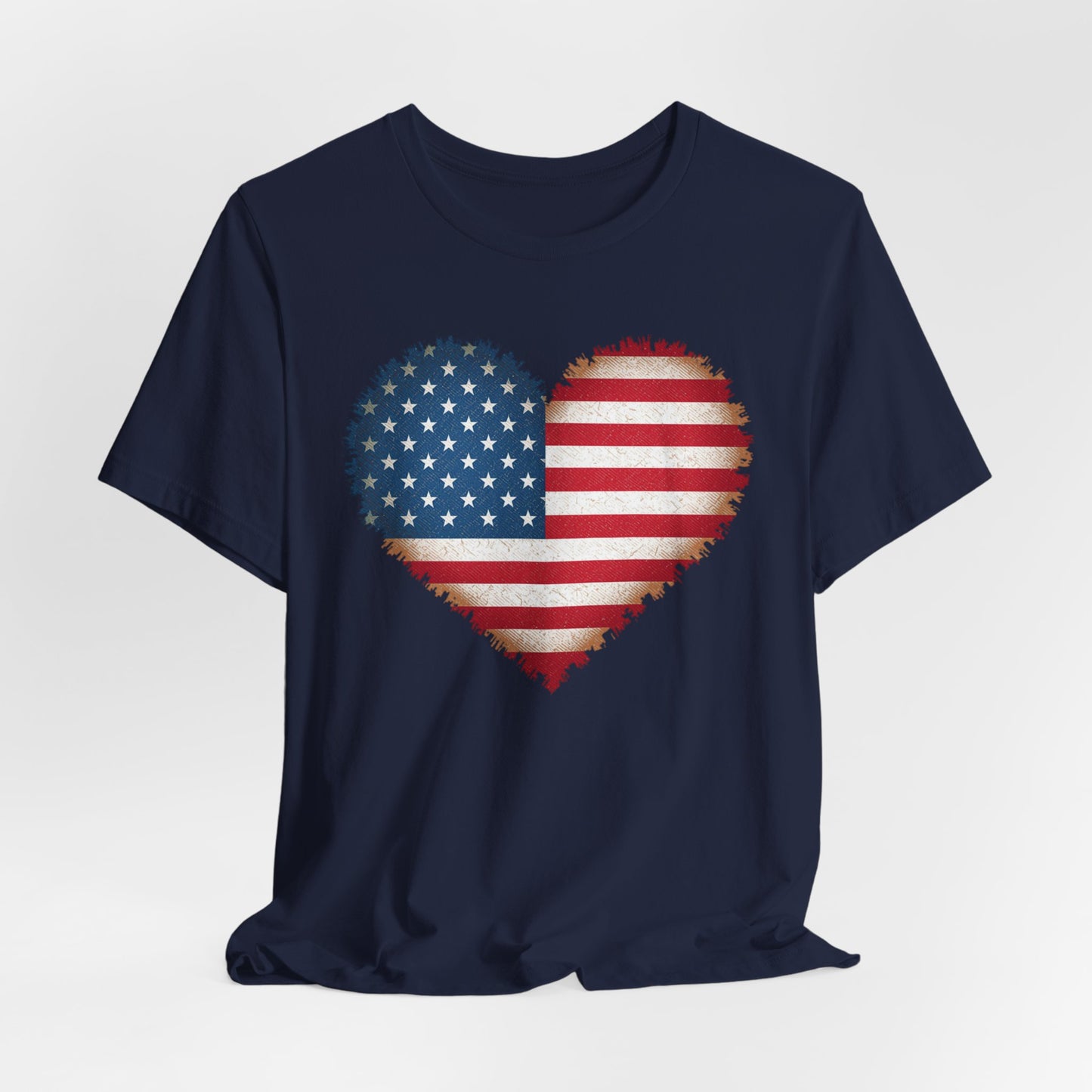 Patriotic USA Flag Heart Tee - American Flag Heart Short Sleeve Shirt