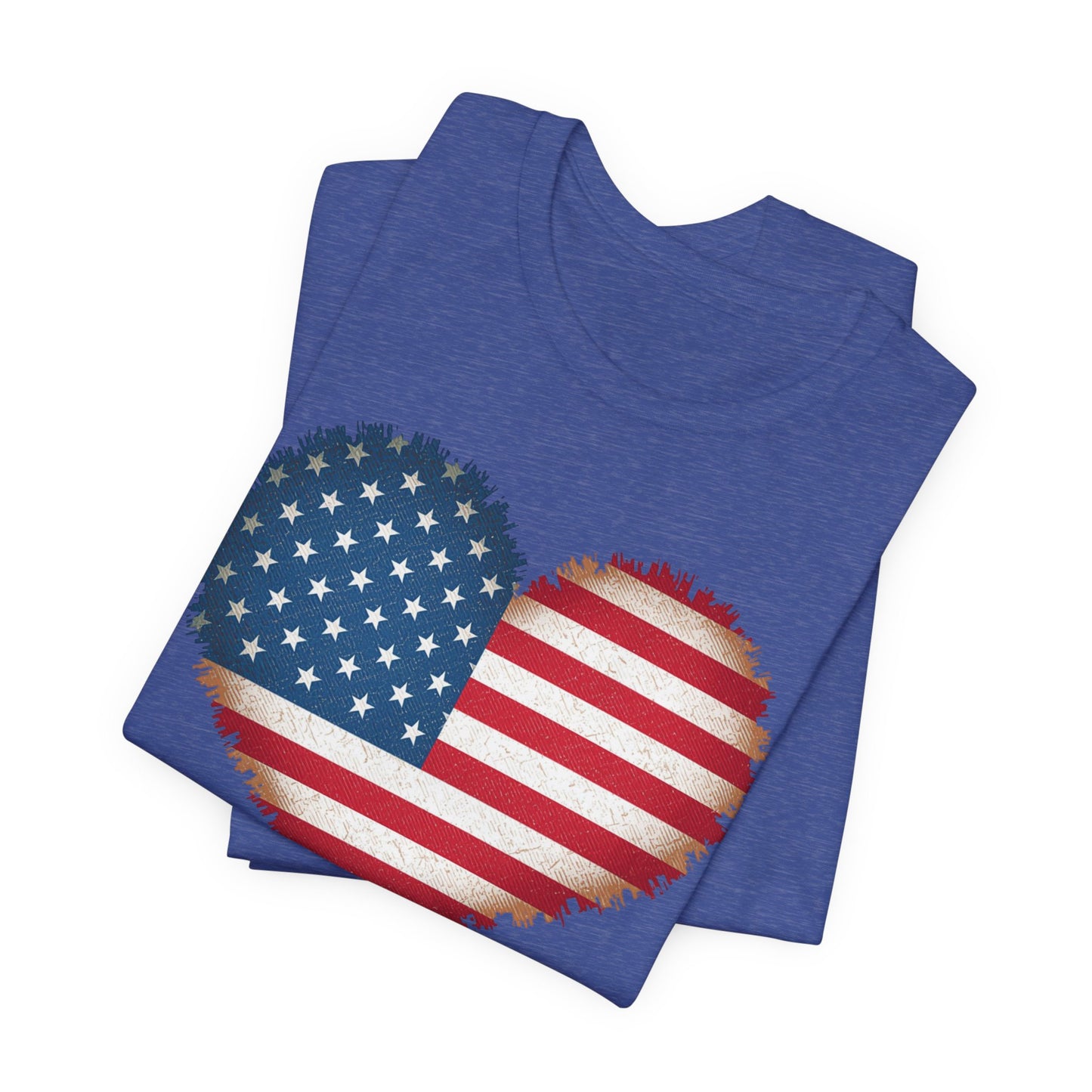Patriotic USA Flag Heart Tee - American Flag Heart Short Sleeve Shirt