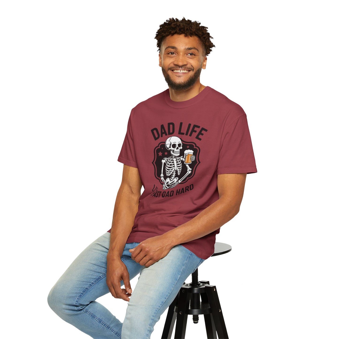 Dad Life T‑Shirt - "Live Fast Dad Hard" Skeleton Beer Graphic Tee