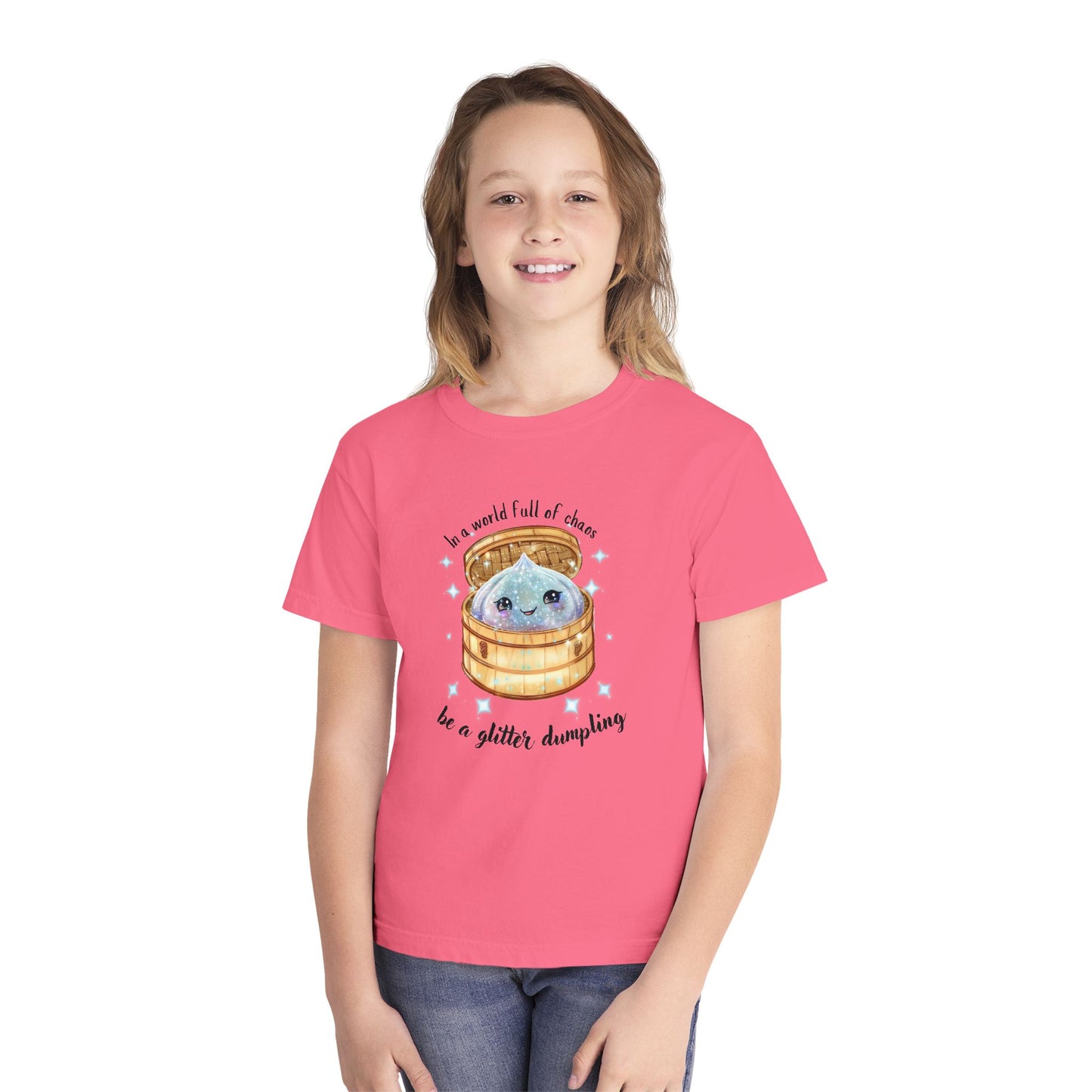 In a World Full of Chaos, Be a Glitter Dumpling Youth Graphic Tee | Viral Squishy Inspired Shirt