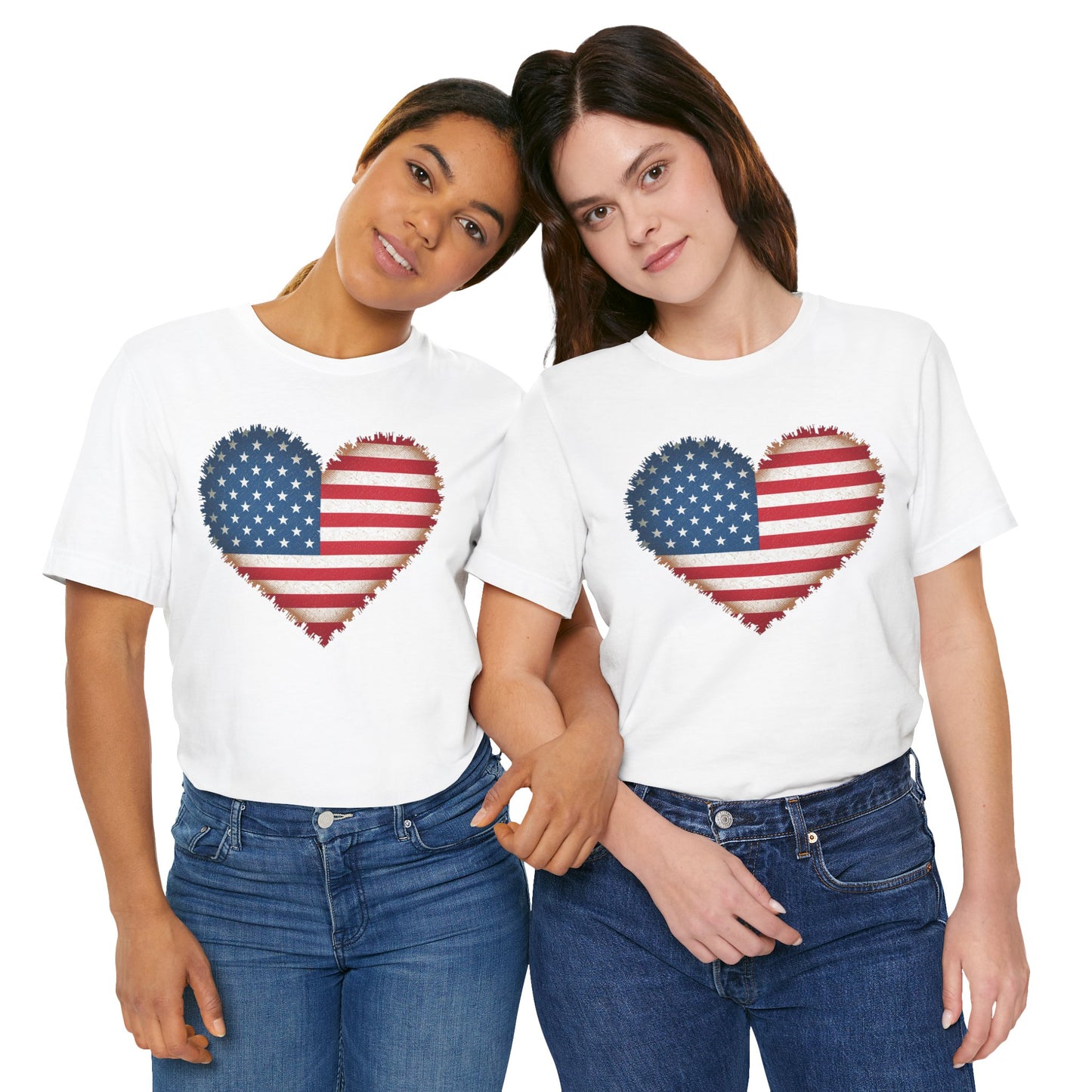 Patriotic USA Flag Heart Tee - American Flag Heart Short Sleeve Shirt
