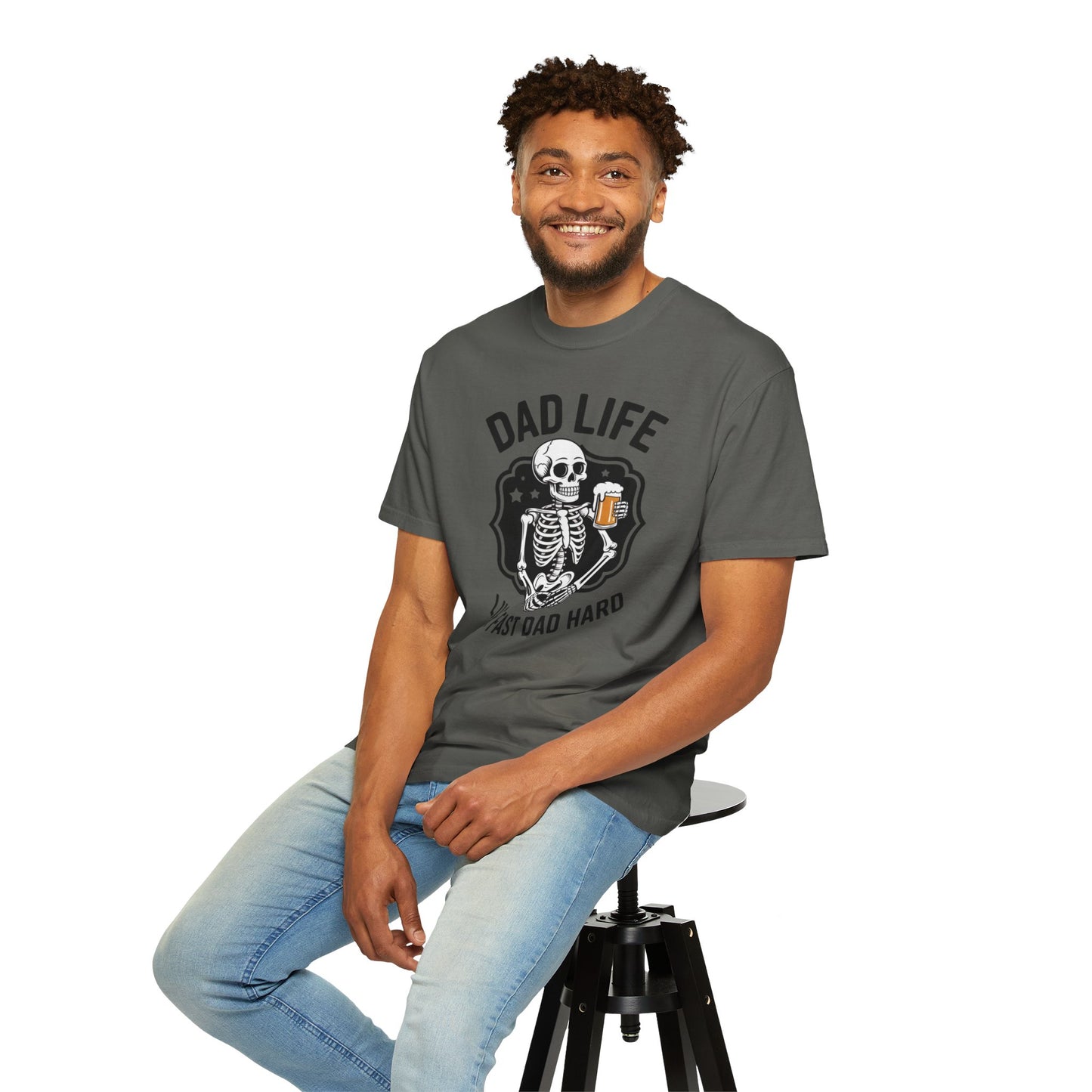 Dad Life T‑Shirt - "Live Fast Dad Hard" Skeleton Beer Graphic Tee