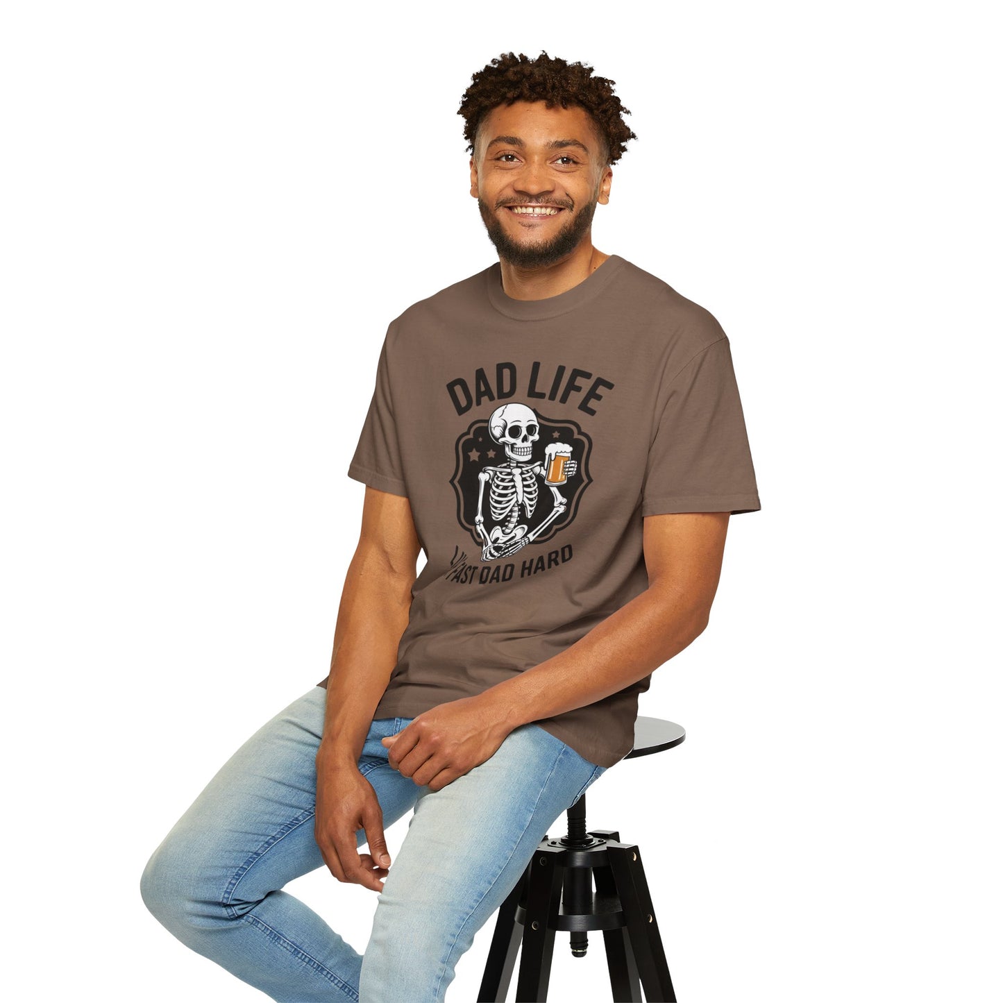 Dad Life T‑Shirt - "Live Fast Dad Hard" Skeleton Beer Graphic Tee