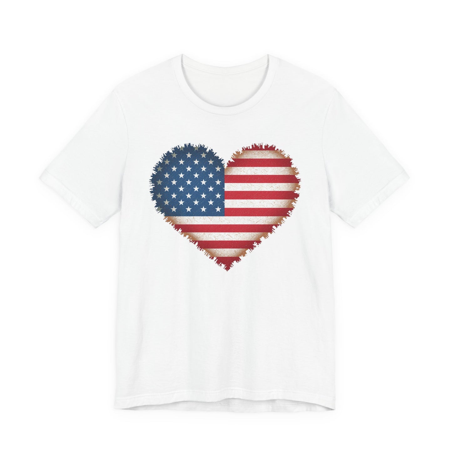 Patriotic USA Flag Heart Tee - American Flag Heart Short Sleeve Shirt