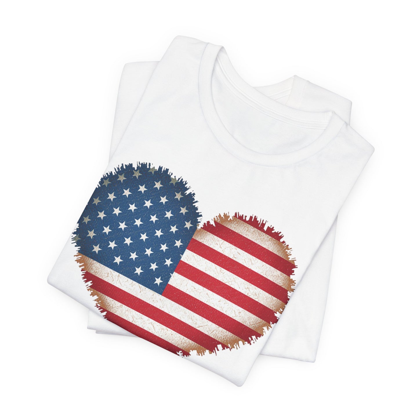 Patriotic USA Flag Heart Tee - American Flag Heart Short Sleeve Shirt